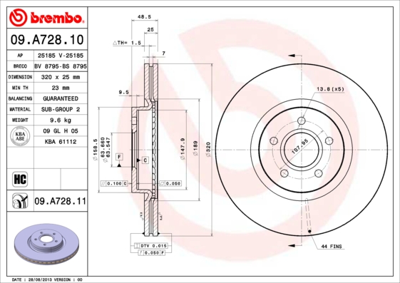 BREMBO Első féktárcsa 09.A728.11_BREMBO