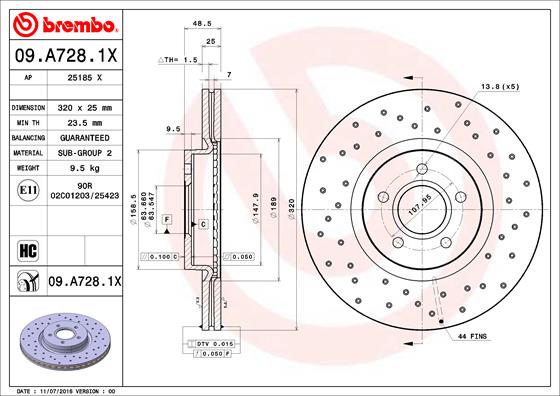 BREMBO Féktárcsa, mind 09.A728.1X_BREMBO