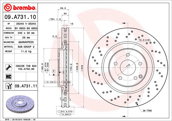 BREMBO Első féktárcsa 09.A731.11_BREMBO