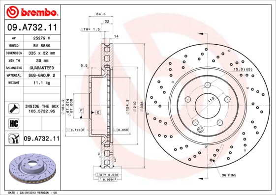 BREMBO Első féktárcsa 09.A732.11_BREMBO