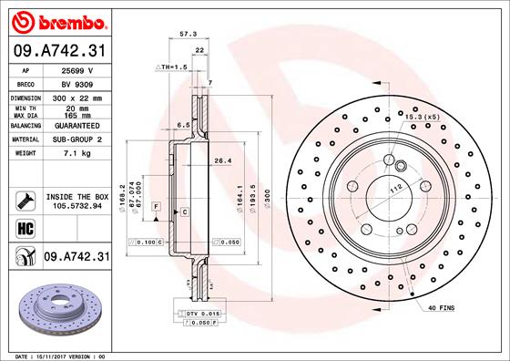 BREMBO Féktárcsa, mind 09.A742.31_BREMBO