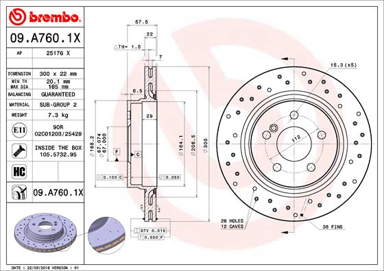 BREMBO Féktárcsa, mind 09.A760.1X_BREMBO