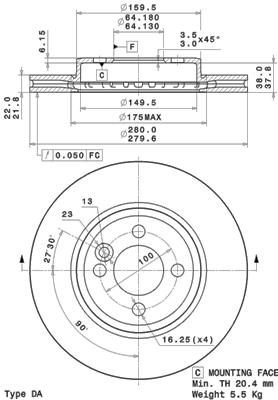 BREMBO Első féktárcsa 09.A761.11_BREMBO