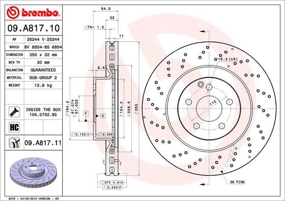 BREMBO Első féktárcsa 09.A817.11_BREMBO