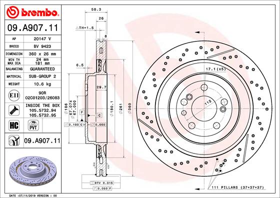 BREMBO Féktárcsa, mind 09.A907.11_BREMBO