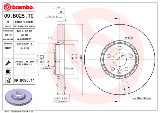 BREMBO Első féktárcsa 09.B025.11_BREMBO