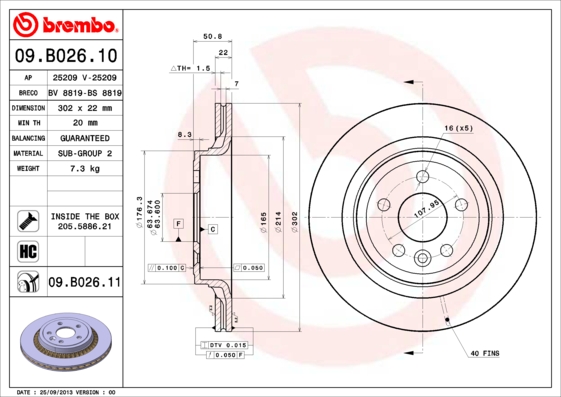 BREMBO Hátsó féktárcsa 09.B026.11_BREMBO