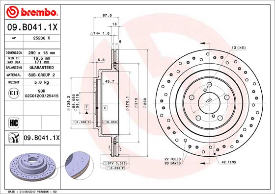 BREMBO Féktárcsa, mind 09.B041.1X_BREMBO