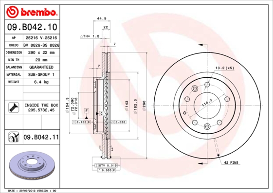 BREMBO Első féktárcsa 09.B042.11_BREMBO