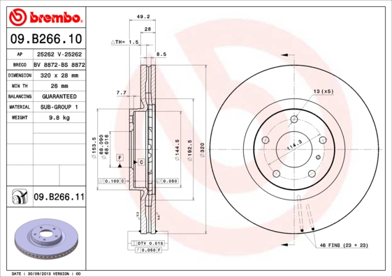 BREMBO Első féktárcsa 09.B266.10_BREMBO