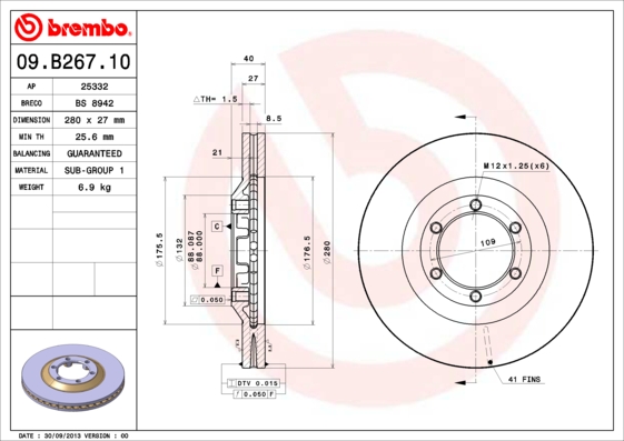 BREMBO Első féktárcsa 09.B267.10_BREMBO