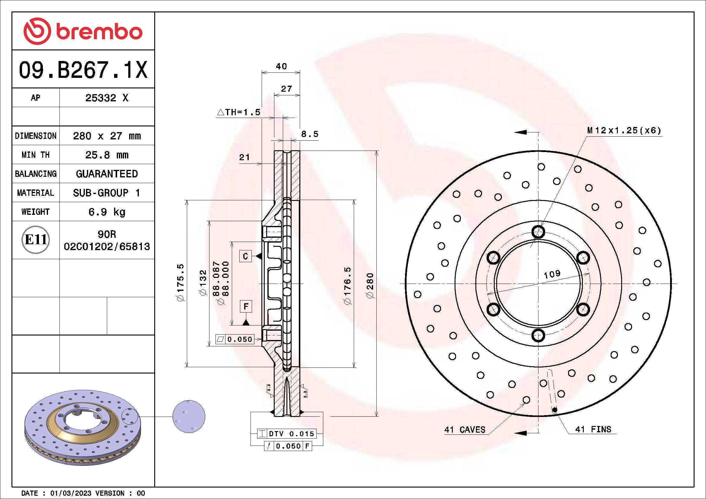 BREMBO Féktárcsa, mind 09.B267.1X_BREMBO