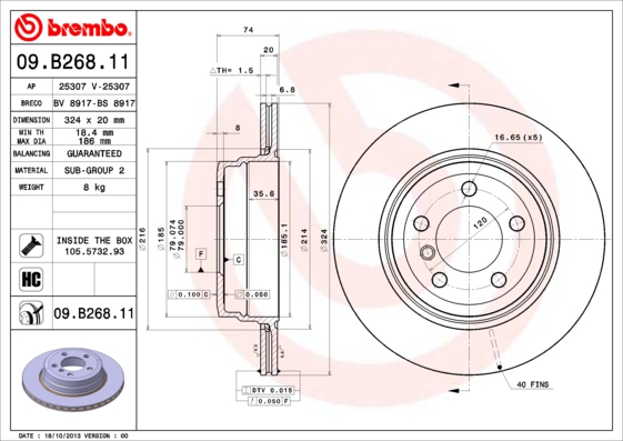 BREMBO Hátsó féktárcsa 09.B268.11_BREMBO