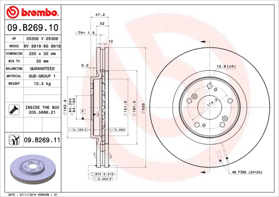 BREMBO Első féktárcsa 09.B269.11_BREMBO