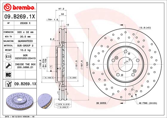 BREMBO Első féktárcsa 09.B269.1X_BREMBO