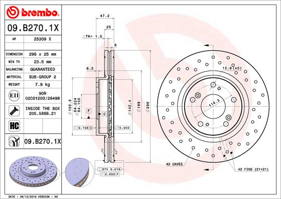 BREMBO Első féktárcsa 09.B270.1X_BREMBO