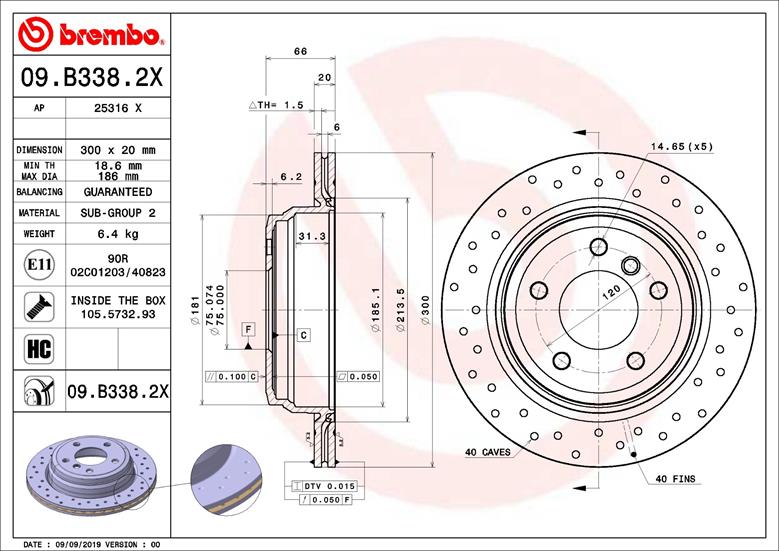 BREMBO 09.B338.2X_BREMBO Féktárcsa, mind