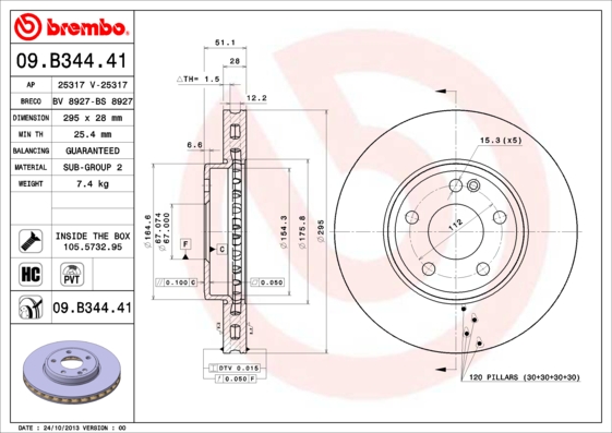 BREMBO Első féktárcsa 09.B344.41_BREMBO