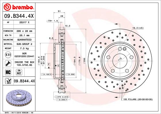 BREMBO Féktárcsa, mind 09.B344.4X_BREMBO