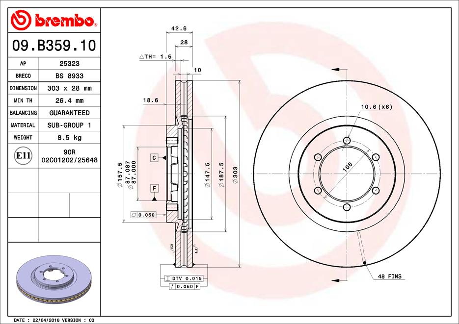 BREMBO Első féktárcsa 09.B359.10_BREMBO