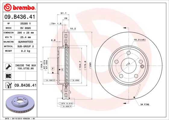 BREMBO Első féktárcsa 09.B436.41_BREMBO