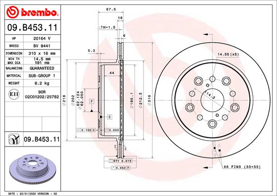 BREMBO Féktárcsa, mind 09.B453.11_BREMBO