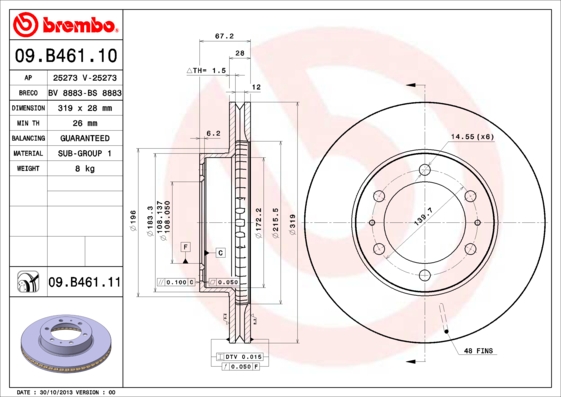 BREMBO Első féktárcsa 09.B461.11_BREMBO