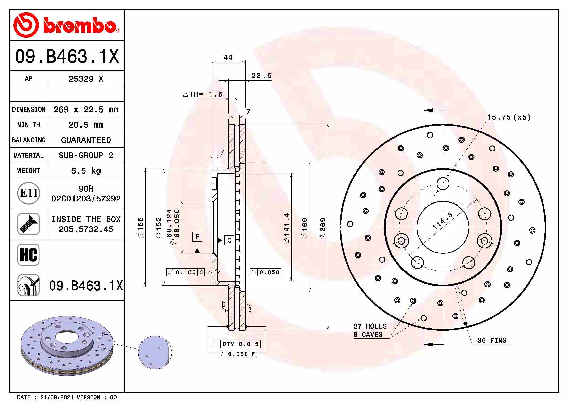 BREMBO Féktárcsa, mind 09.B463.1X_BREMBO