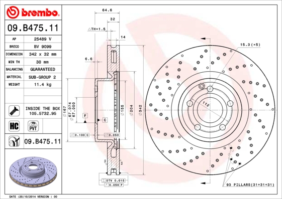 BREMBO Első féktárcsa 09.B475.11_BREMBO