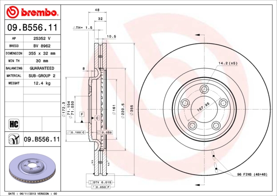 BREMBO Első féktárcsa 09.B556.11_BREMBO