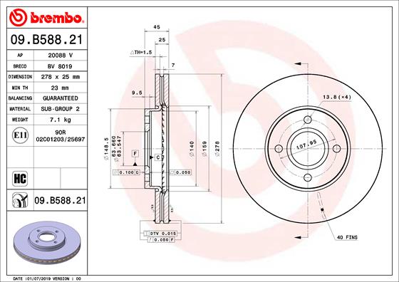 BREMBO Féktárcsa, mind 09.B588.21_BREMBO