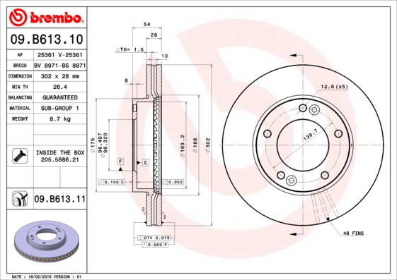 BREMBO Első féktárcsa 09.B613.11_BREMBO