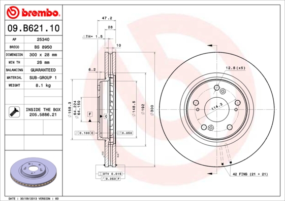 BREMBO Első féktárcsa 09.B621.10_BREMBO