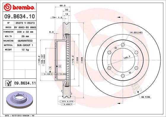 BREMBO Első féktárcsa 09.B634.11_BREMBO