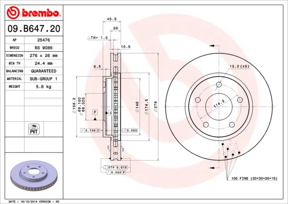 BREMBO Féktárcsa, mind 09.B647.21_BREMBO