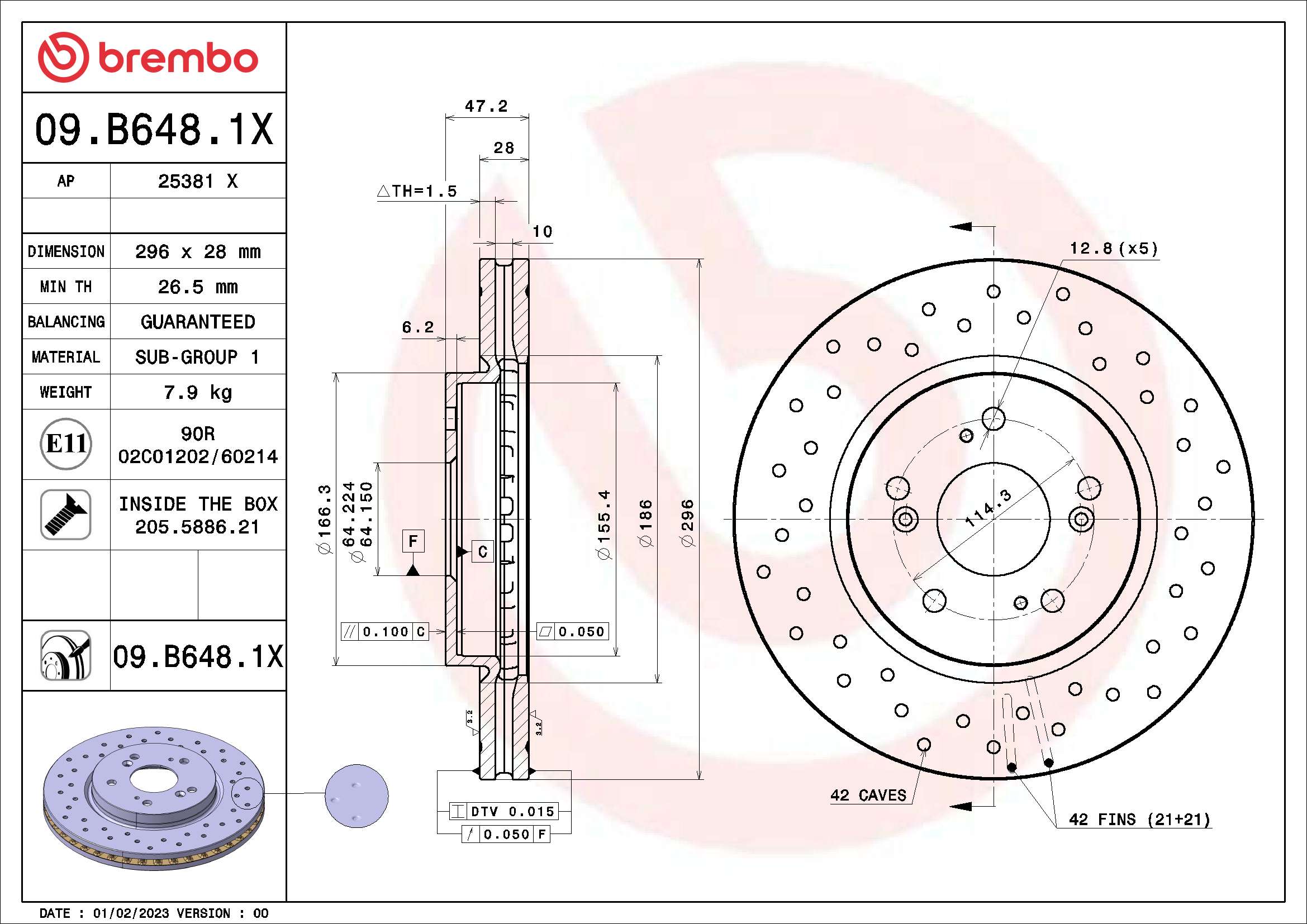 BREMBO Féktárcsa, mind 09.B648.1X_BREMBO