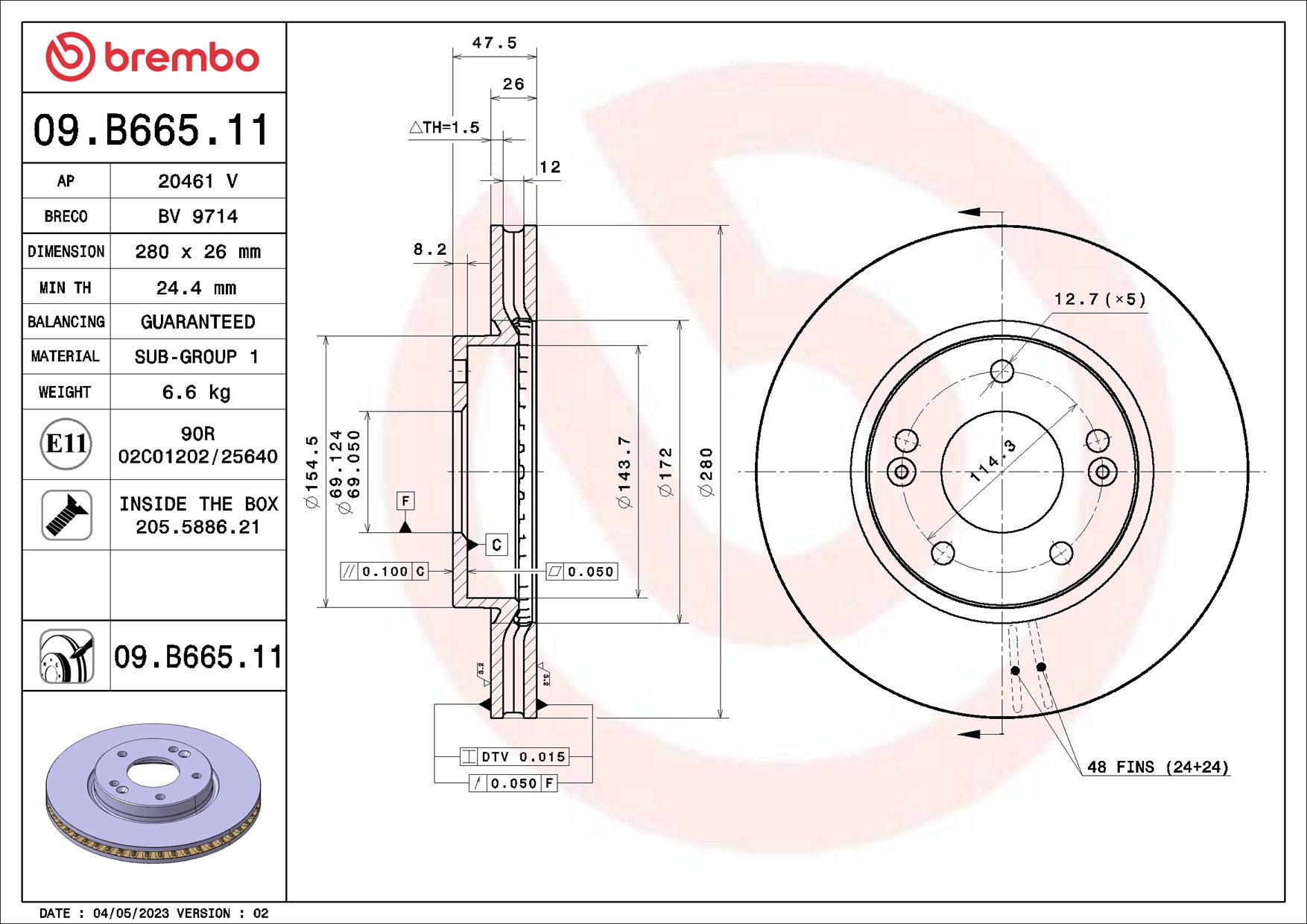 BREMBO Féktárcsa, mind 09.B665.11_BREMBO