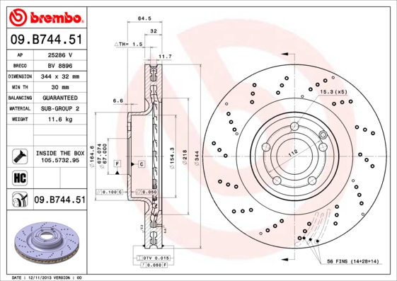 BREMBO Első féktárcsa 09.B744.51_BREMBO