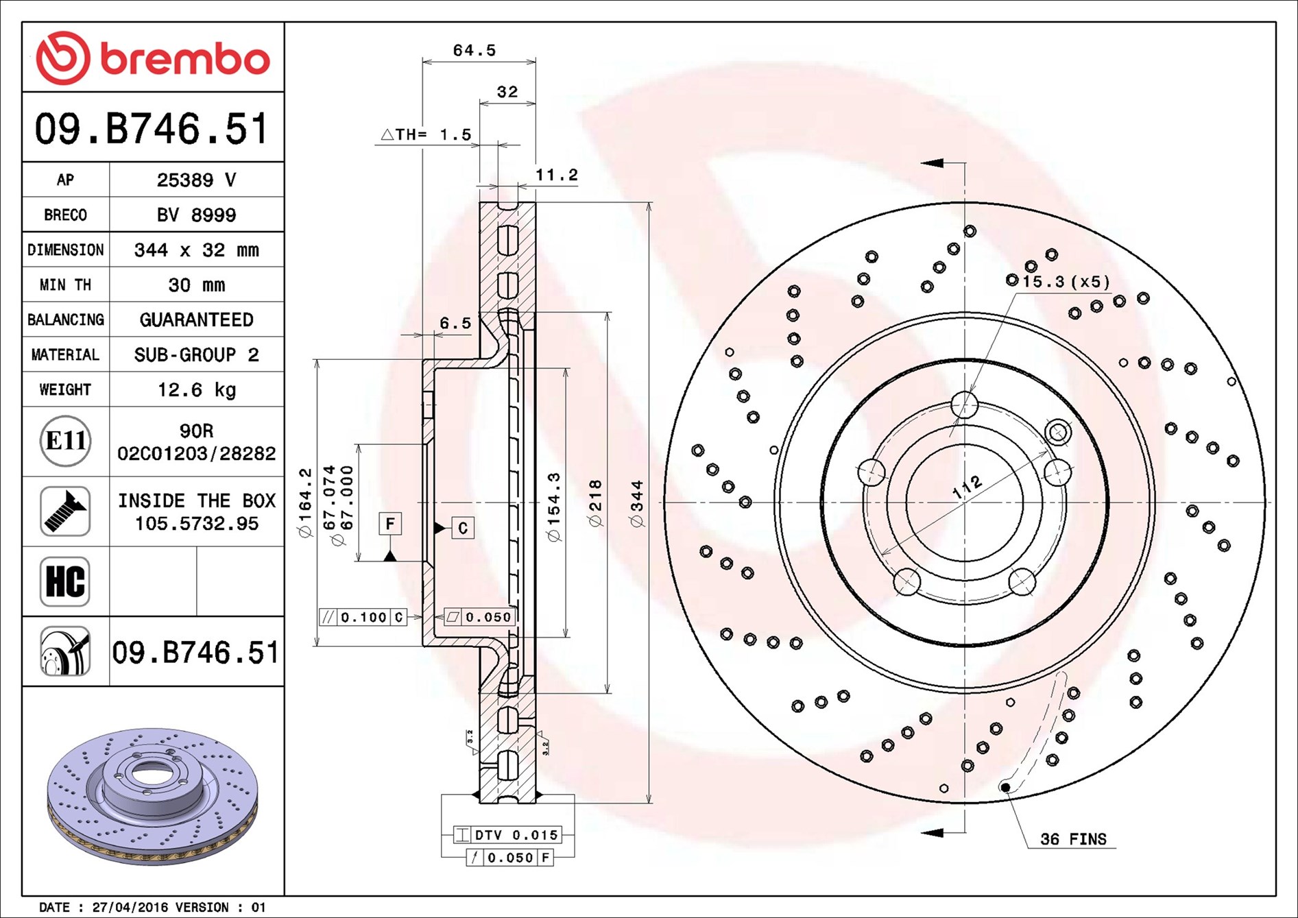 BREMBO Első féktárcsa 09.B746.51_BREMBO