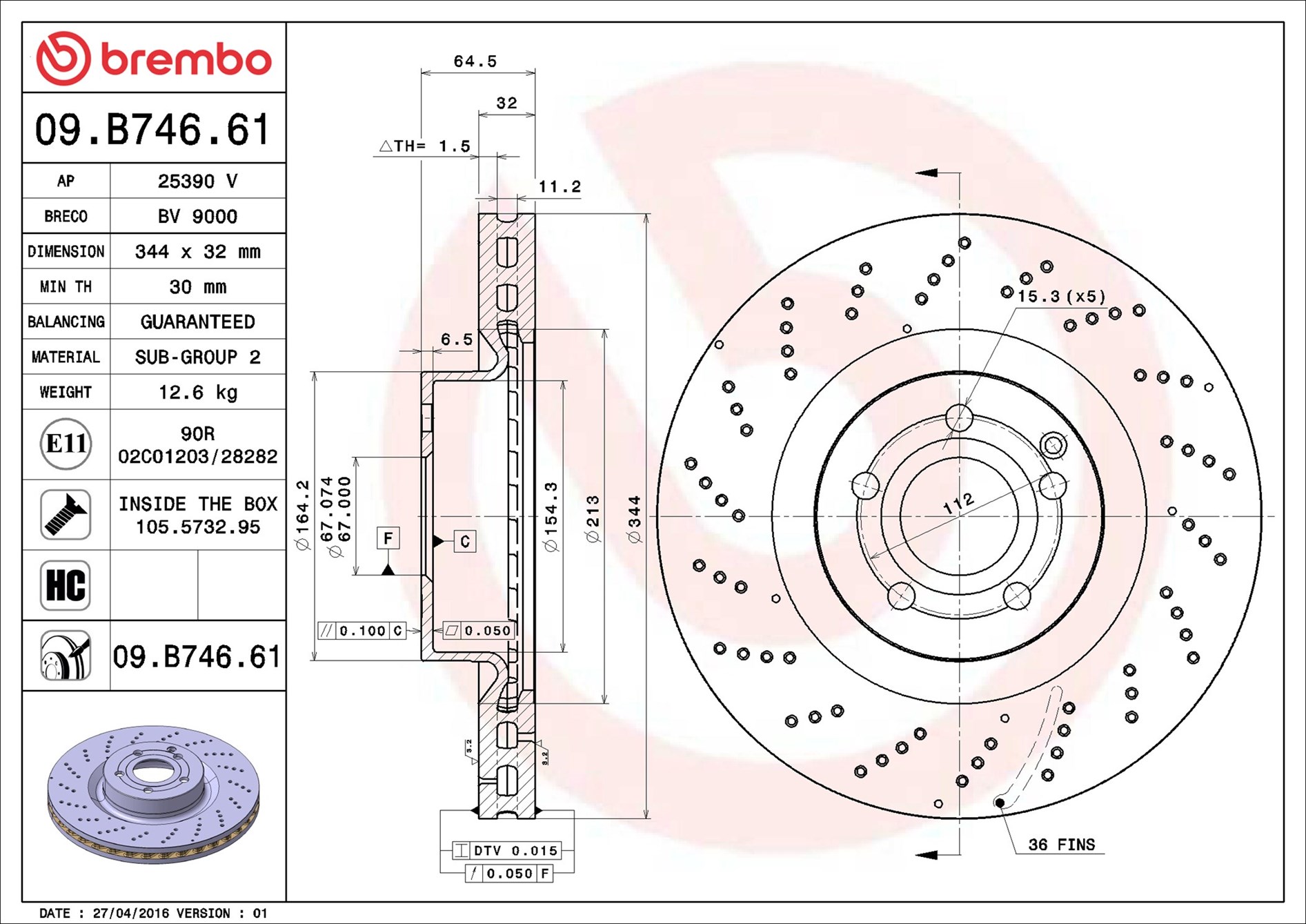 BREMBO Első féktárcsa 09.B746.61_BREMBO