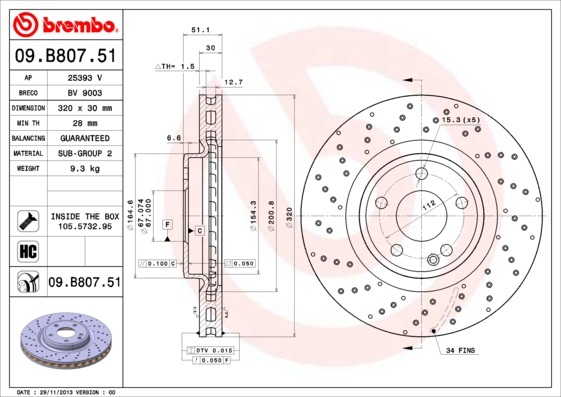 BREMBO Első féktárcsa 09.B807.51_BREMBO