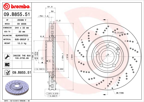 BREMBO Első féktárcsa 09.B855.51_BREMBO