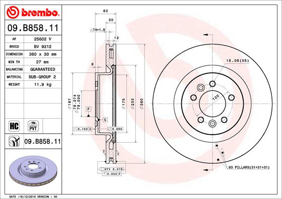 BREMBO Féktárcsa, mind 09.B858.11_BREMBO