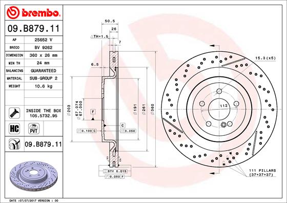 BREMBO Első féktárcsa 09.B879.11_BREMBO