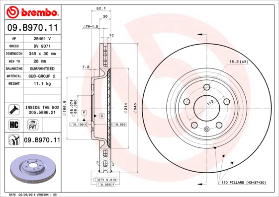 BREMBO Első féktárcsa 09.B970.11_BREMBO