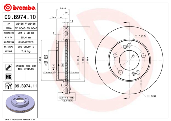 BREMBO Első féktárcsa 09.B974.11_BREMBO