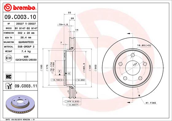 BREMBO Féktárcsa, mind 09.C003.11_BREMBO