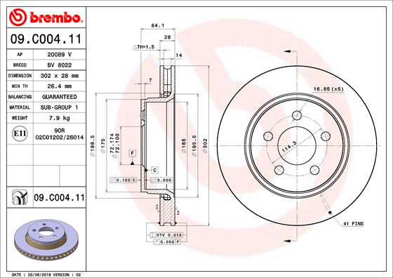 BREMBO Féktárcsa, mind 09.C004.11_BREMBO