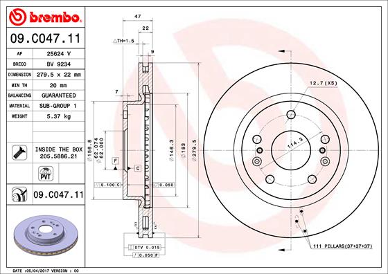 BREMBO Első féktárcsa 09.C047.11_BREMBO