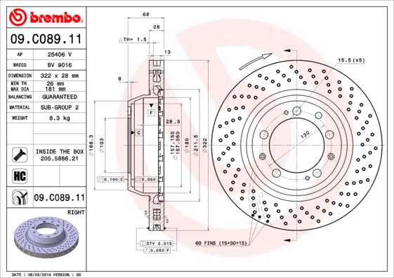 BREMBO Hátsó féktárcsa 09.C089.11_BREMBO